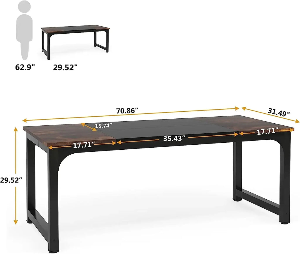 180 cm Large Computer Desk Office Table Study Writing Workstation for Home Office