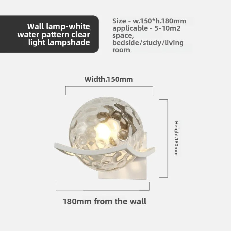 Modern Glass Ball LED Moon Wall Lamp Gold Decoration Light for Bedroom Bedside Hotel Porch