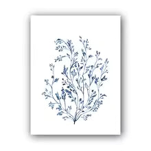 Coastal Blue Coral Watercolor Canvas Painting Poster for Home Decor