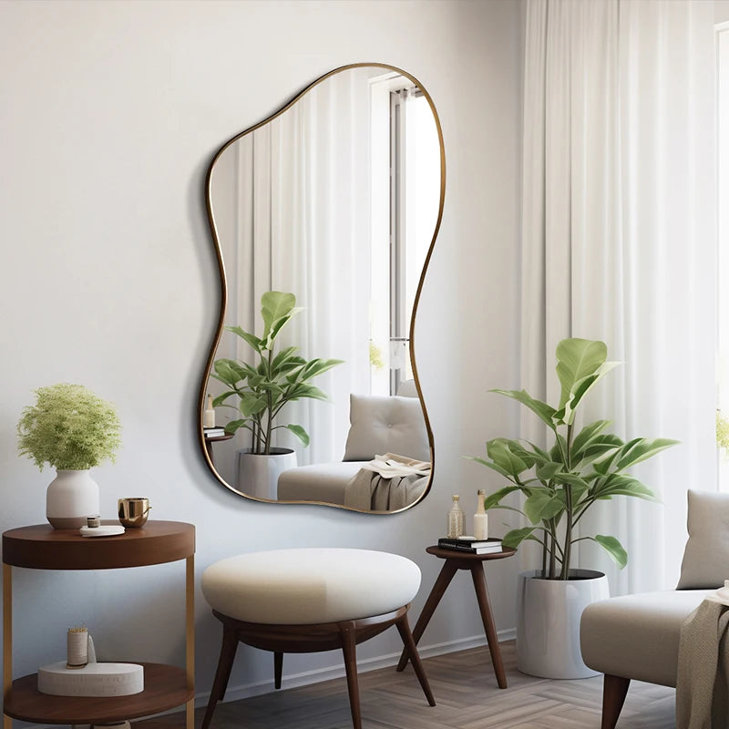 Modern Luxury Irregular Full Body Standing Floor Mirror for Living Room