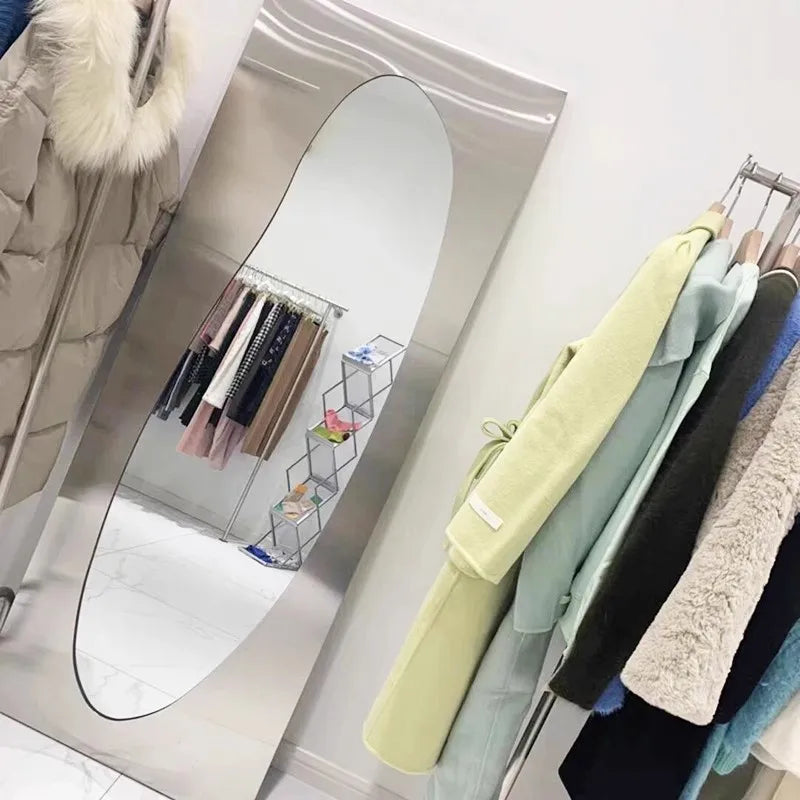 Modern Stainless Steel Full Length Floor Standing Mirror for Home Decor