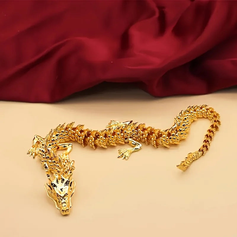 Modern Luxury Golden Dragon Alloy Sculpture Tabletop Ornament for Home Decor