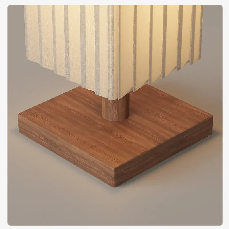 Modern Japanese Wabi Sabi Wood and Fabric LED Floor Lamp for Living Room Bedroom