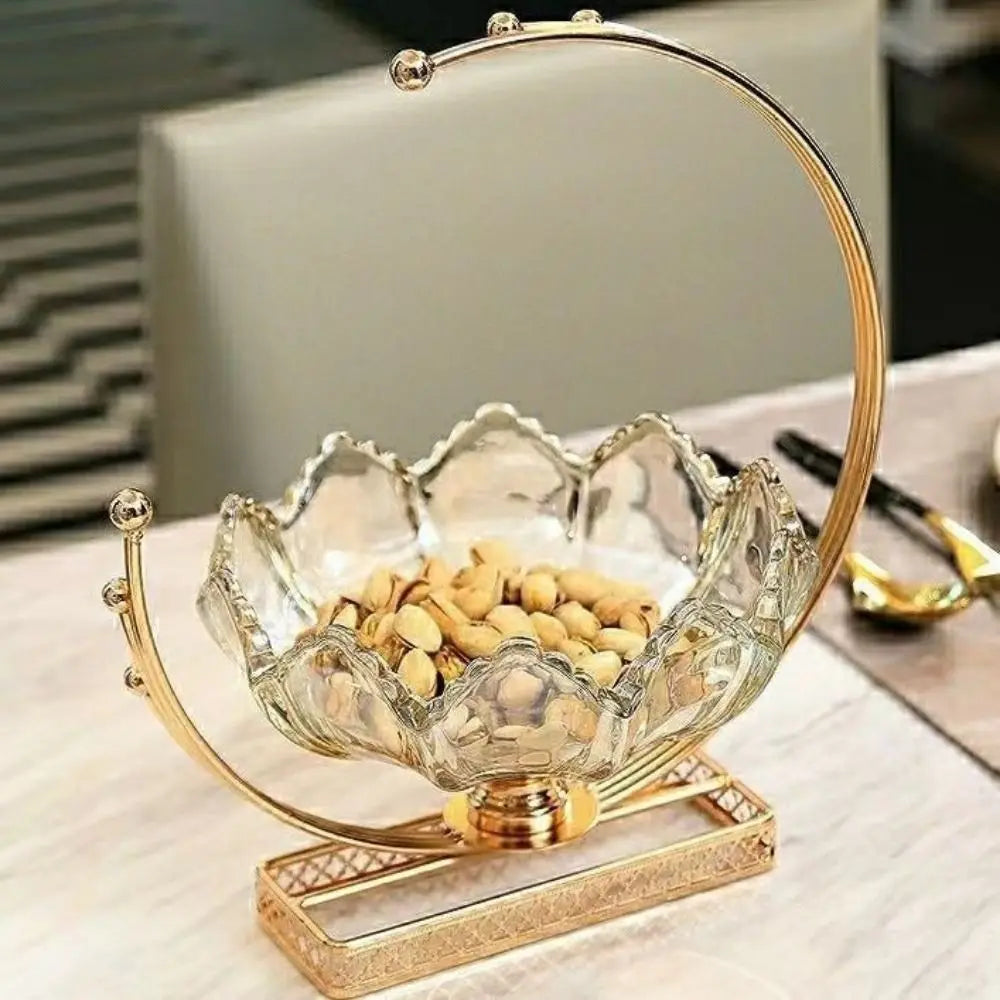 Modern Glass Flower Basket Decorative Tray for Tabletop Decor