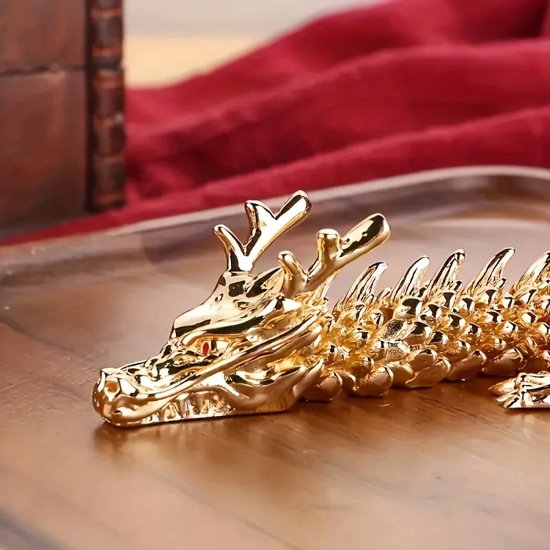 Modern Luxury Golden Dragon Alloy Sculpture Tabletop Ornament for Home Decor