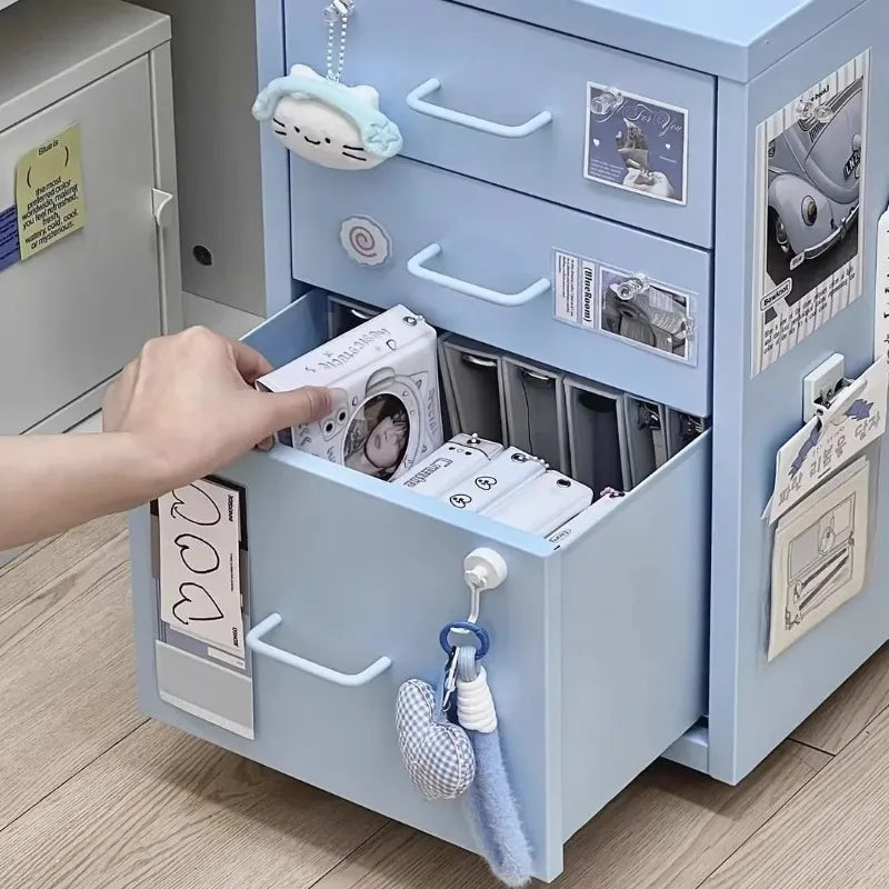 Narrow Metal Drawer Storage Cabinet Bedside Table with Silent Slides