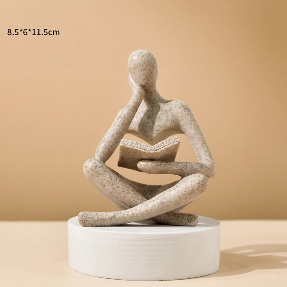 Modern Resin Abstract Thinker Sculpture Figurine for Bookshelf Decor