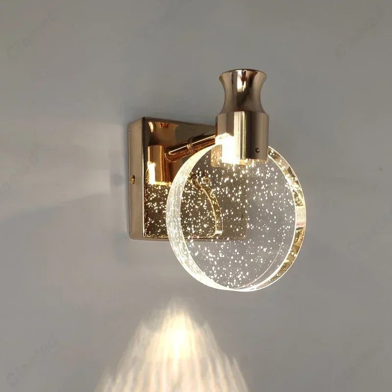 Modern Crystal LED Wall Lamp Indoor Lighting Living Room Bedroom Study