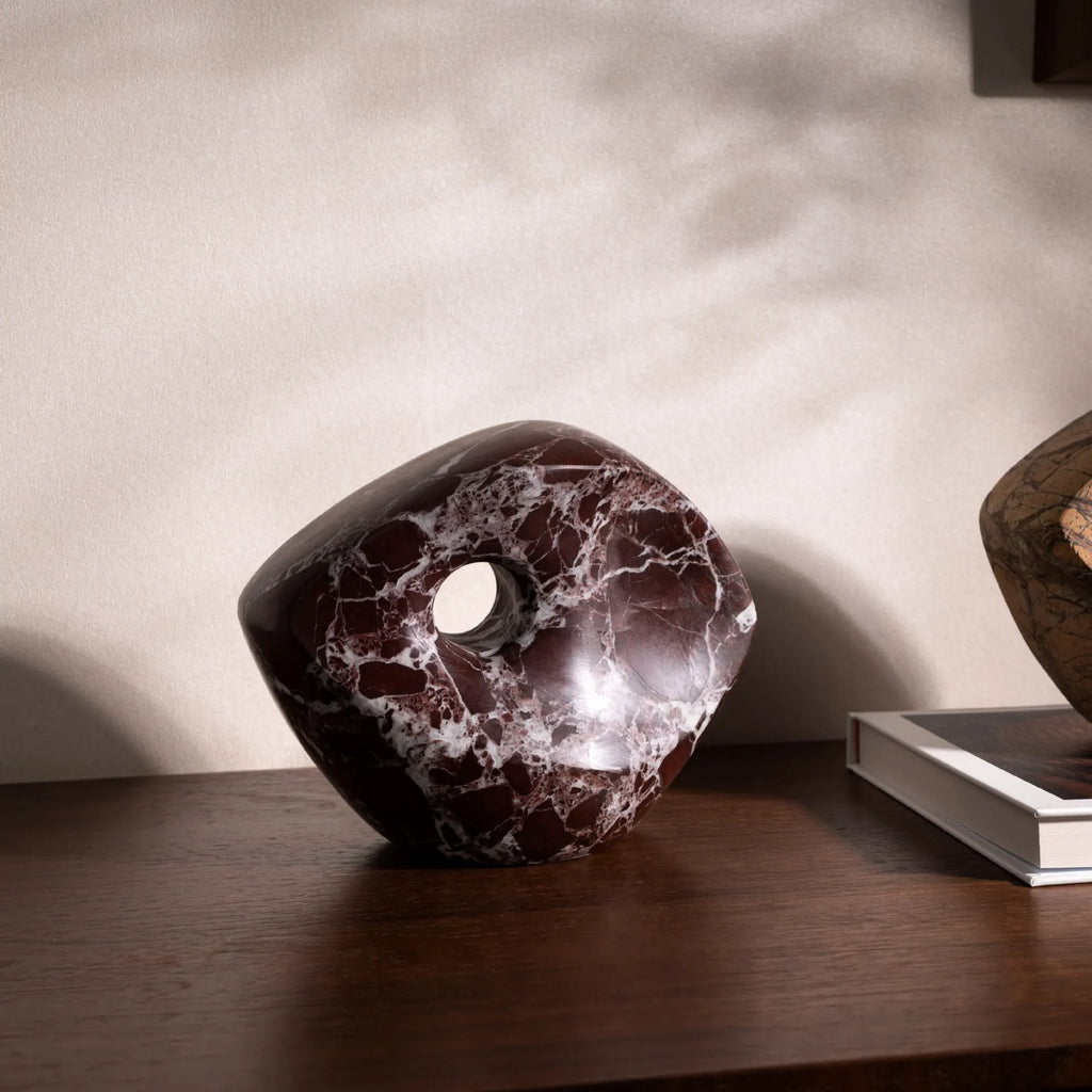 Modern Luxury Marble Hollow Eye Sculpture Tabletop Ornament for Home Decor
