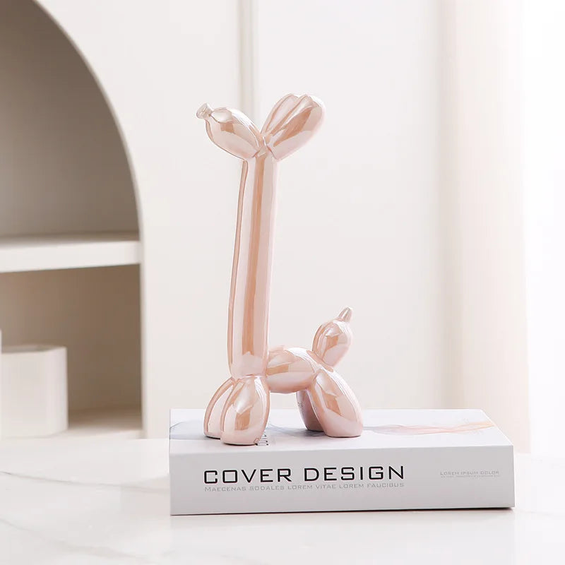 Modern Luxury Ceramic Balloon Dog Sculpture Tabletop Ornament for Home Decor