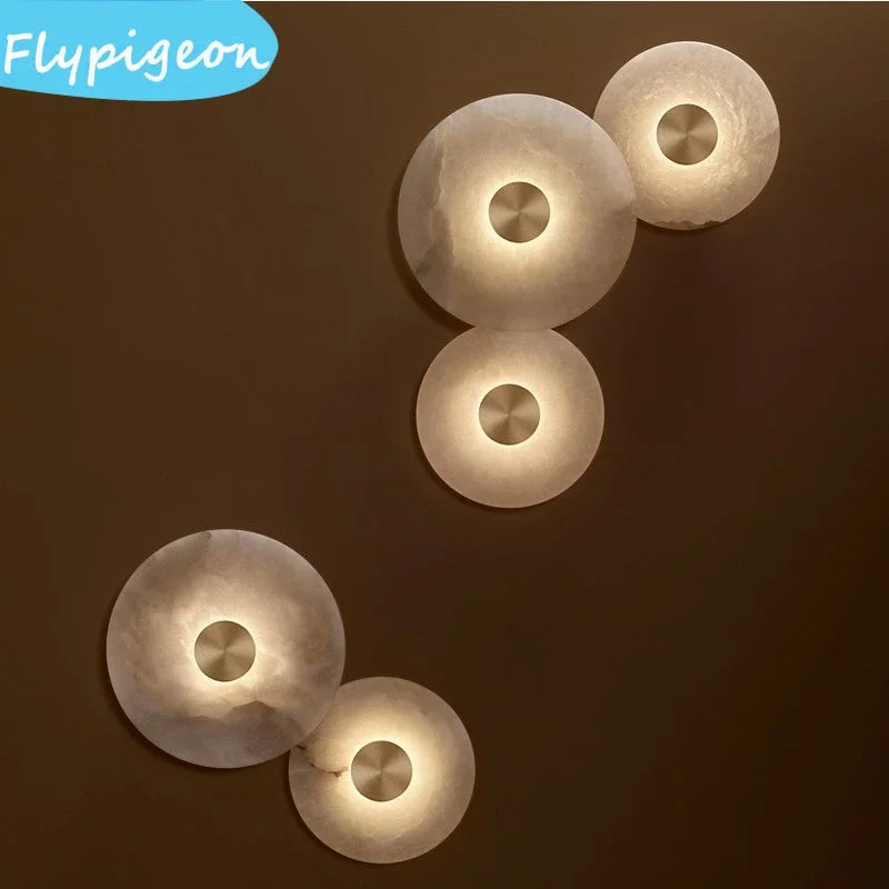 Modern Natural Marble LED Wall Lamp Living Room Bedroom