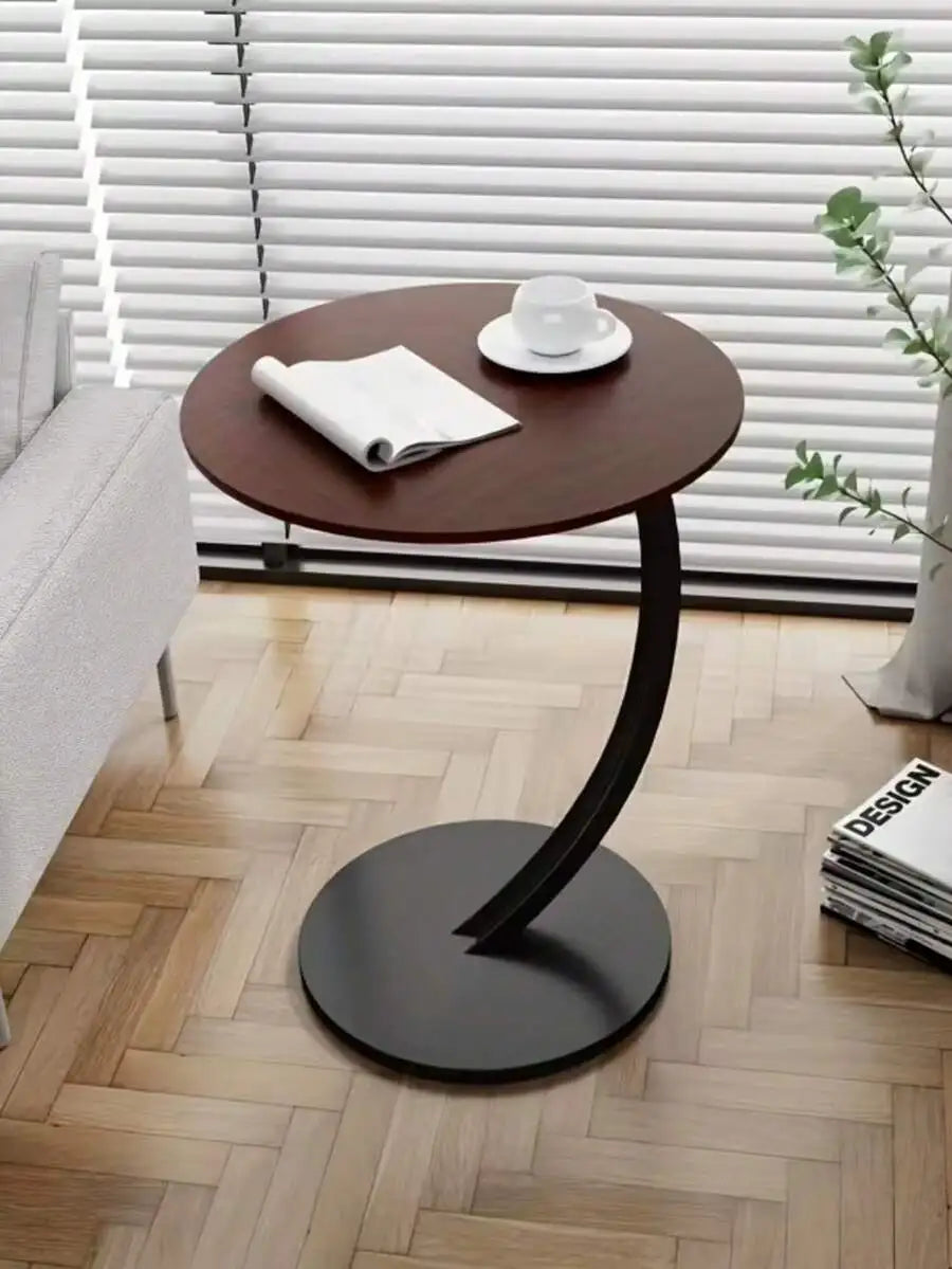 Simple Luxurious Solid Wood Round Coffee Table Modern Double-Layered Sofa Side Table