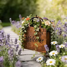 Vintage Rustic Handbag Flower Basket Wall Hanging Ornament for Home Decor