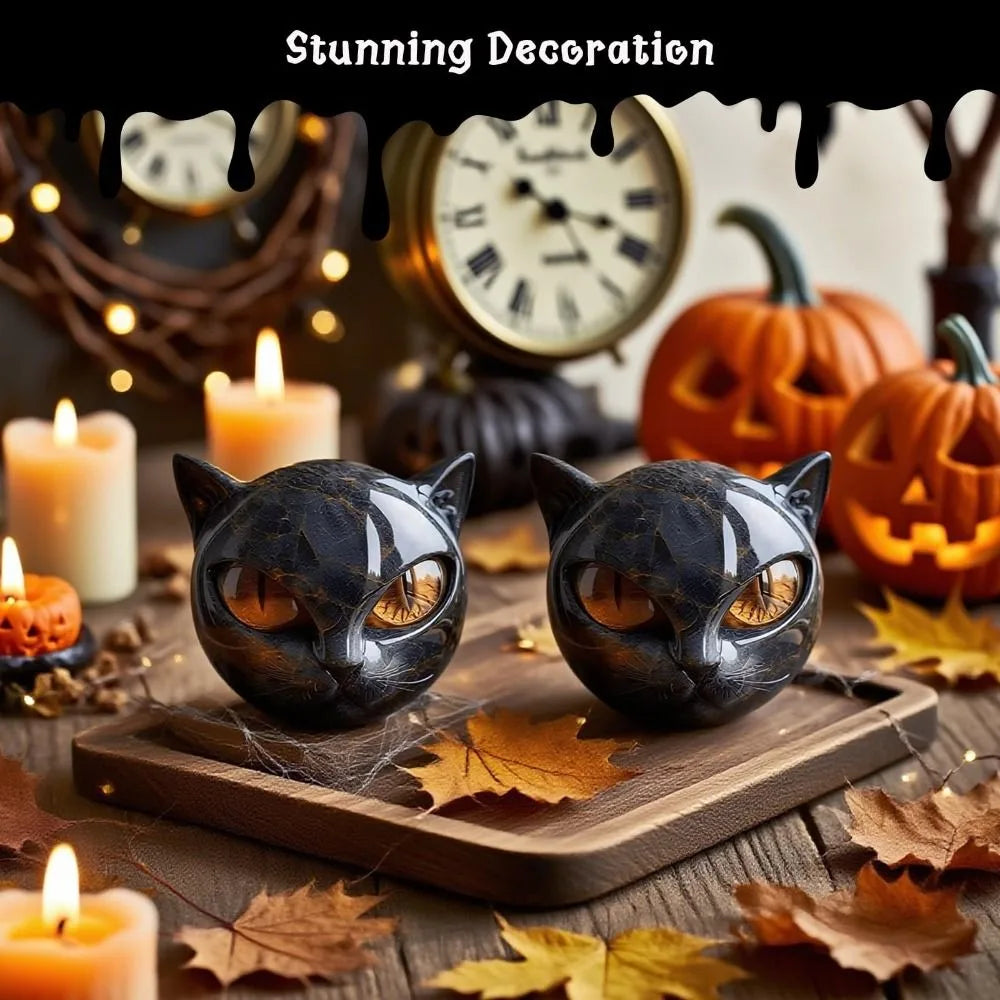 Modern Hand-Carved Resin Black Cat Sculpture Tabletop Figurine for Home Decor