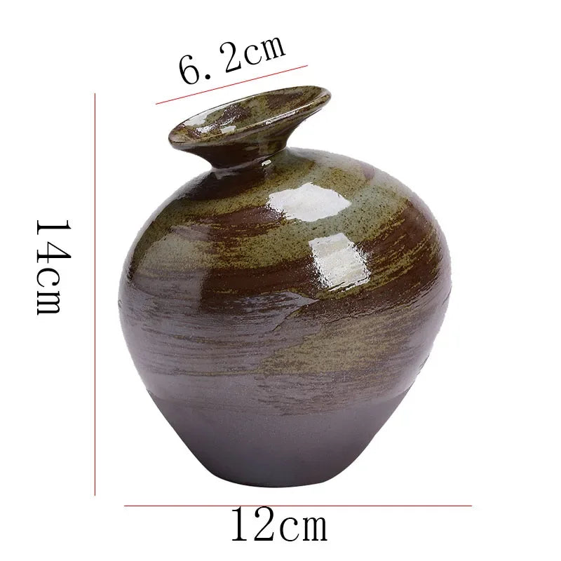 Japanese Style Terracotta Flower Vase Tabletop Ornament for Home Decor