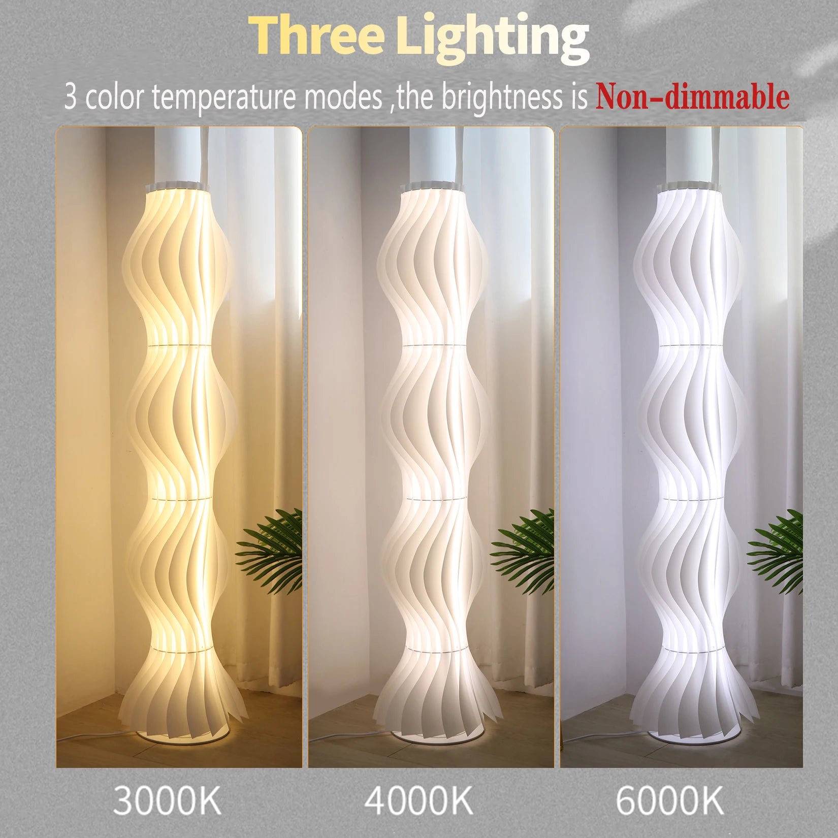 Modern White LED Floor Lamp Dimmable for Living Room Bedroom