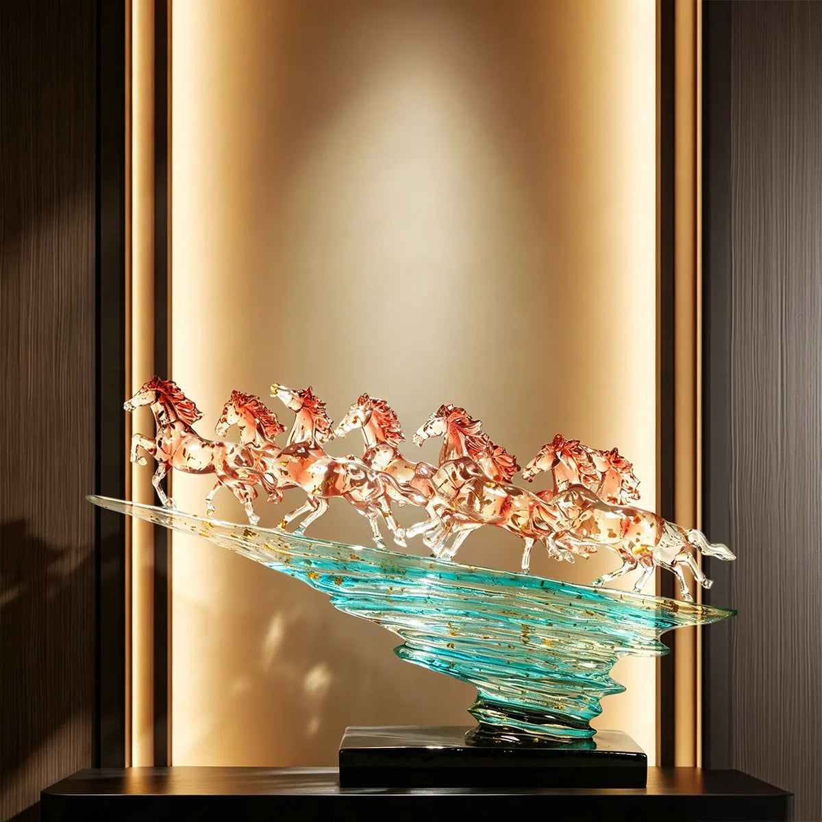 Modern Luxury Transparent Resin Horse Sculpture Tabletop Ornament for Home Decor