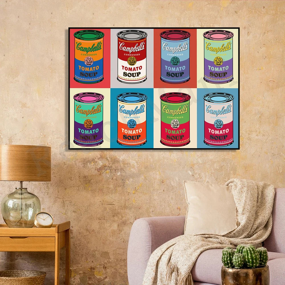 Vintage Tomato Soup Pop Art Canvas Painting Poster for Home Decor