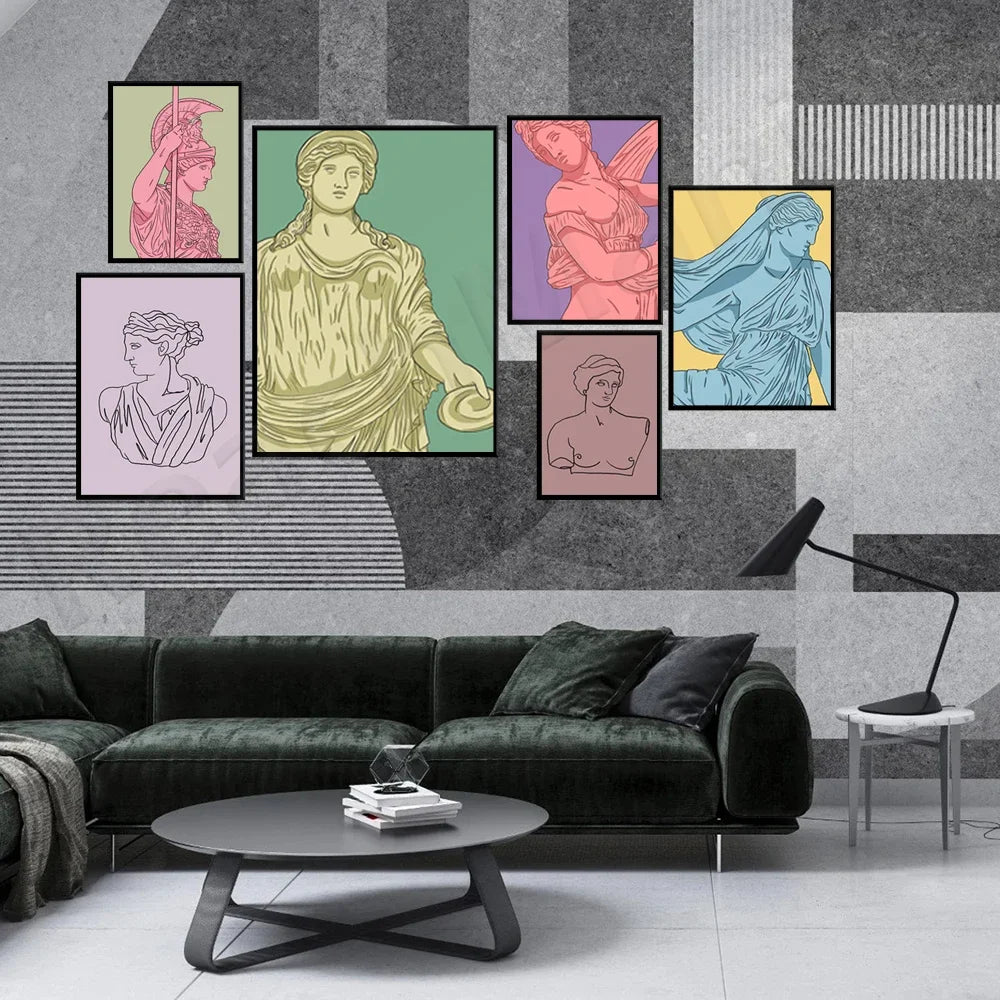 Retro Greek Goddess Canvas Painting Poster for Home Decor