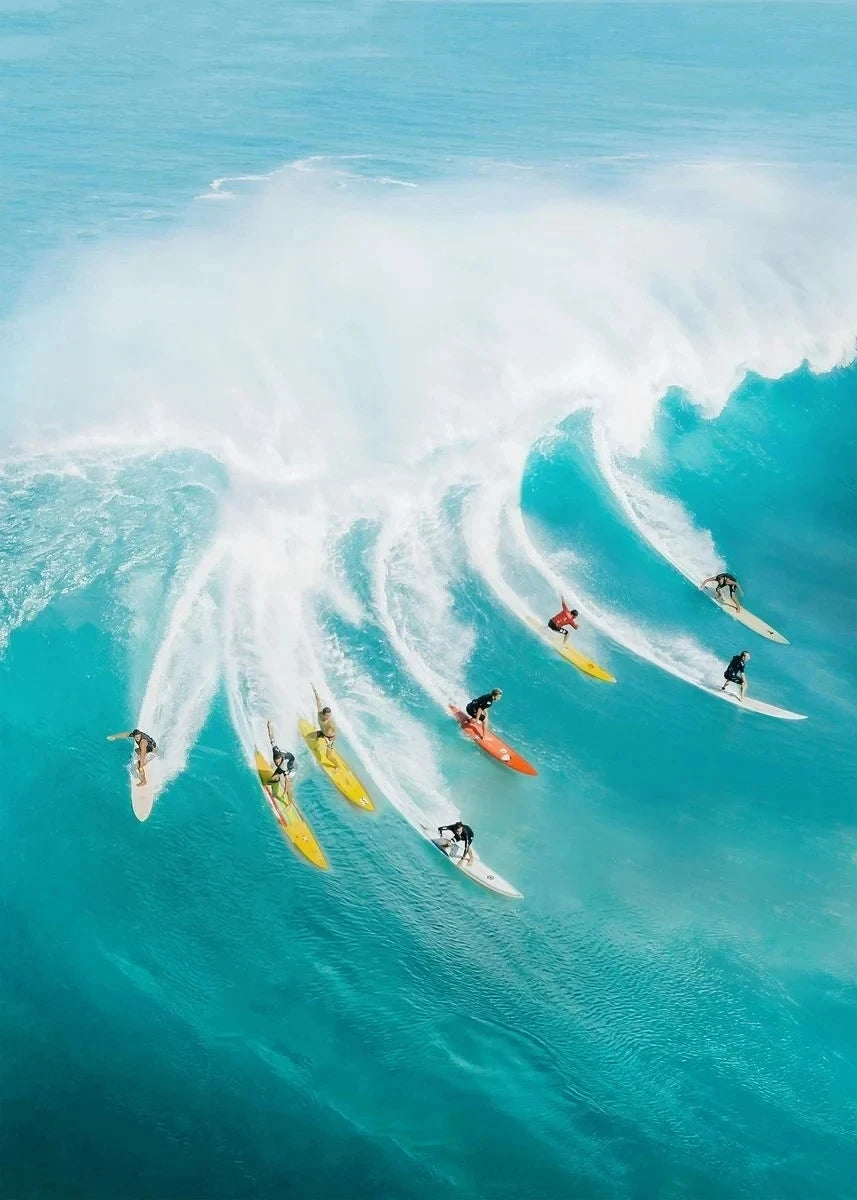Nordic Summer Beach Surfing Canvas Painting Poster for Home Decor