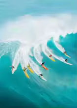 Nordic Summer Beach Surfing Canvas Painting Poster for Home Decor