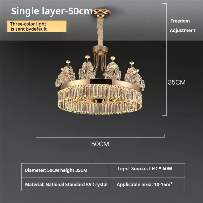Postmodern Double-Layer Crystal LED Pendant Light for Living Room Villa