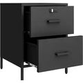 54cm Lockable Metal Nightstand with Storage Bedside Table End Table Black