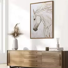 Minimalist White Horse Canvas Painting Poster for Home Decor