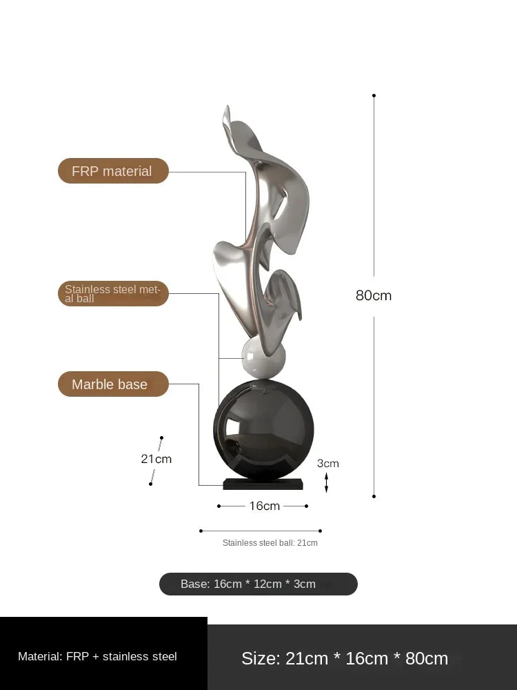 Modern Electroplated Geometric Resin Statue Ornament for Living Room Decor