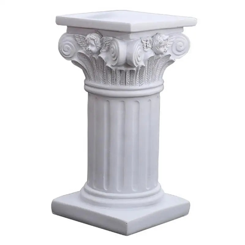Classic White Roman Pillar Resin Statue Tabletop Ornament for Home Decor