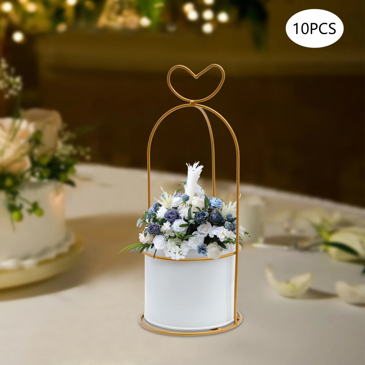 Modern Geometric Metal Frame Flower Vase Set for Tabletop Decor
