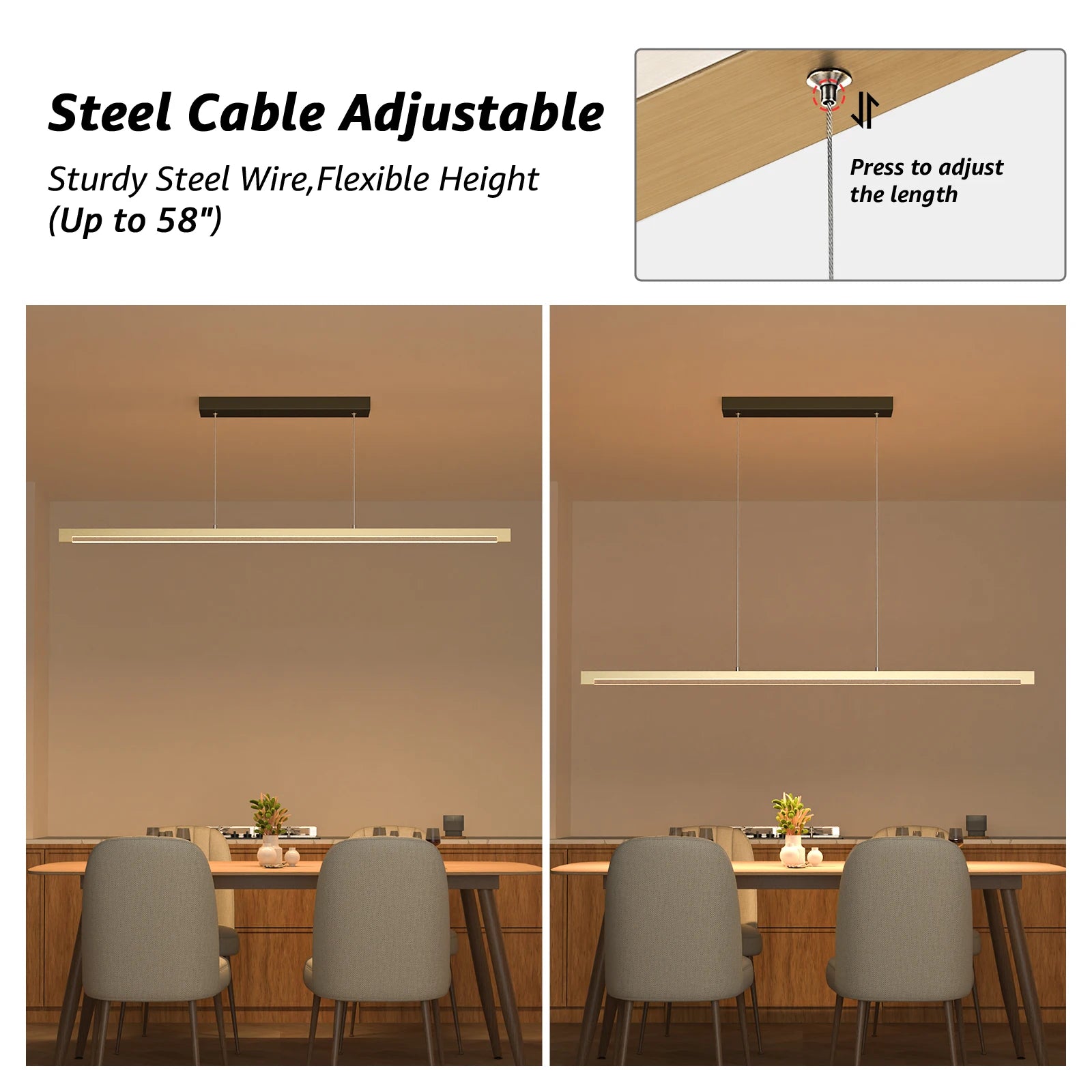 Modern 140 cm Linear LED Pendant Light Dimmable CCT Kitchen Island Chandelier