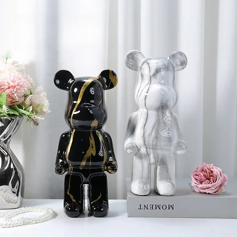 28cm Nordic Resin Bear Statue Figurine for Tabletop Decor