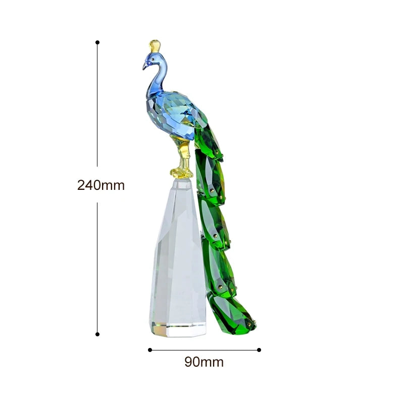 Modern Crystal Peacock Sculpture Tabletop Figurine for Home Decor