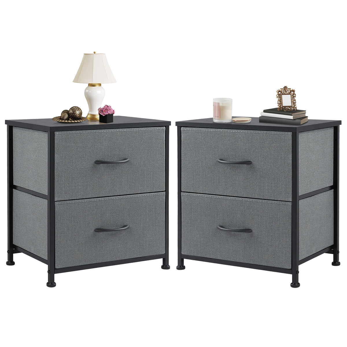 Modern Nightstand with 2 Fabric Drawers Bedside Table End Table