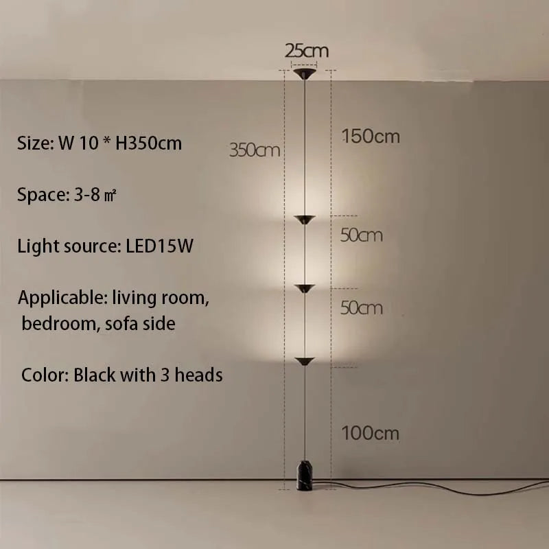 Modern LED Cone Floor Lamp Pendant Light Living Room Bedroom Bedside Sofa Side Ambient Hanging Line Light
