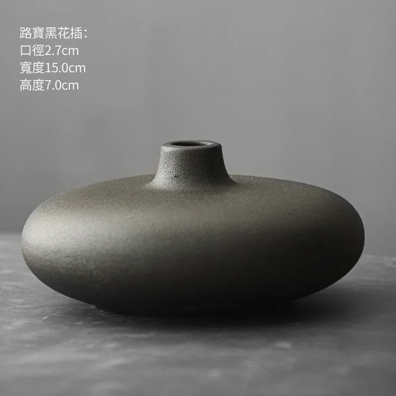 Japanese Style Terracotta Flower Vase Tabletop Ornament for Home Decor