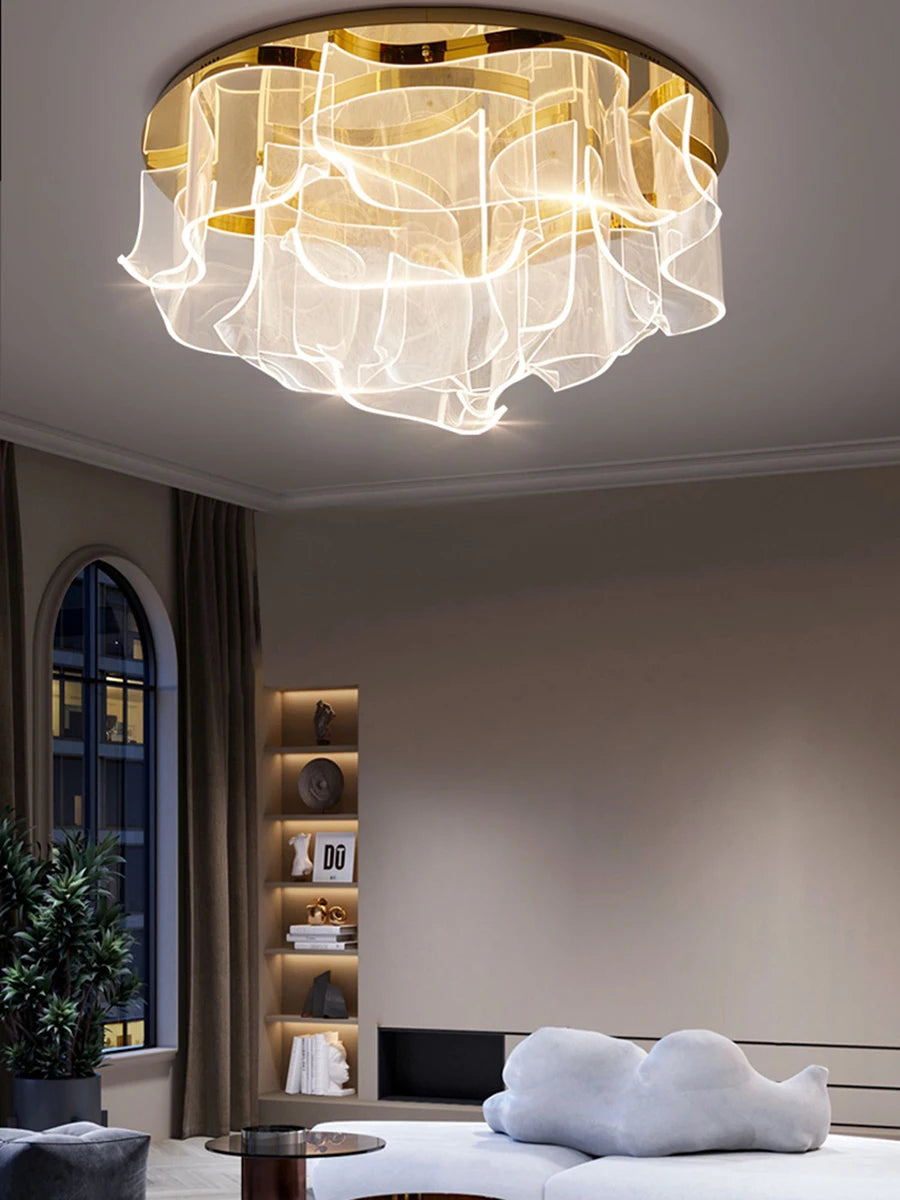Postmodern Gold LED Ceiling Lamp for Living Room Home Decor