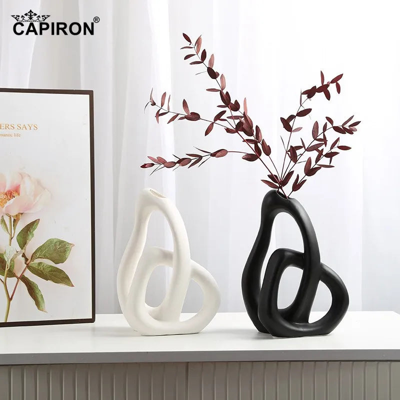 Modern Abstract Nordic Ceramic Flower Vase for Tabletop Decor