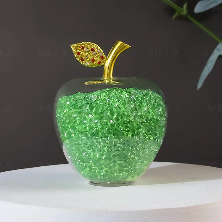 Modern Crystal Apple Sculpture Tabletop Figurine for Home Decor