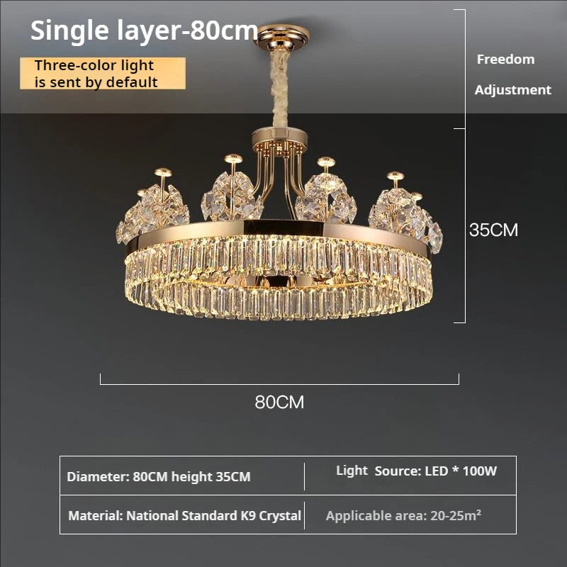 Postmodern Double-Layer Crystal LED Pendant Light for Living Room Villa