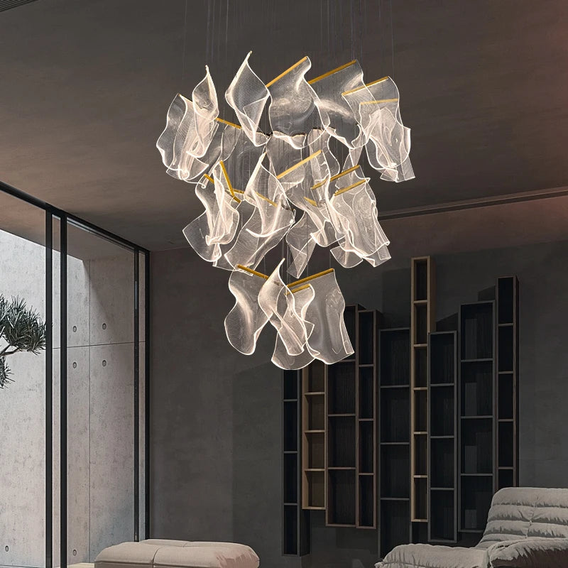 Modern LED Chandelier Aluminum Acrylic Pendant Light for Living Room