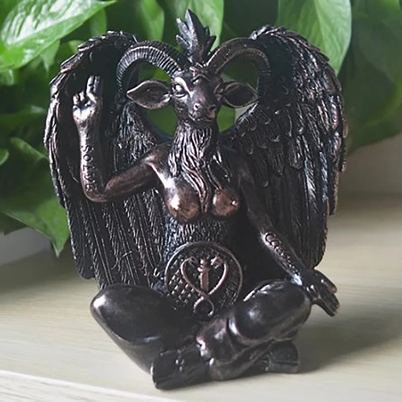 Vintage Resin Goat Baphomet Statue Wall Decor Plaque for Home Decor