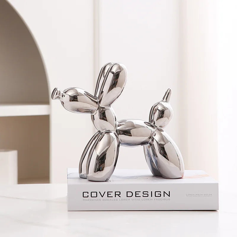 Modern Luxury Ceramic Balloon Dog Sculpture Tabletop Ornament for Home Decor