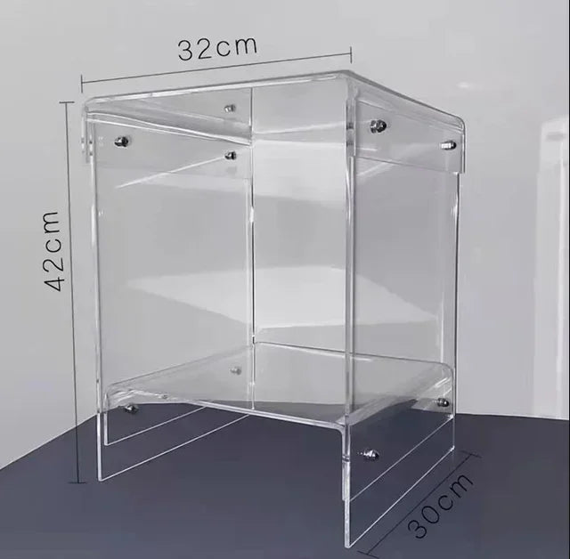 Nordic Acrylic Double-Deck Coffee Table Transparent Side Table with Storage for Living Room Bedroom