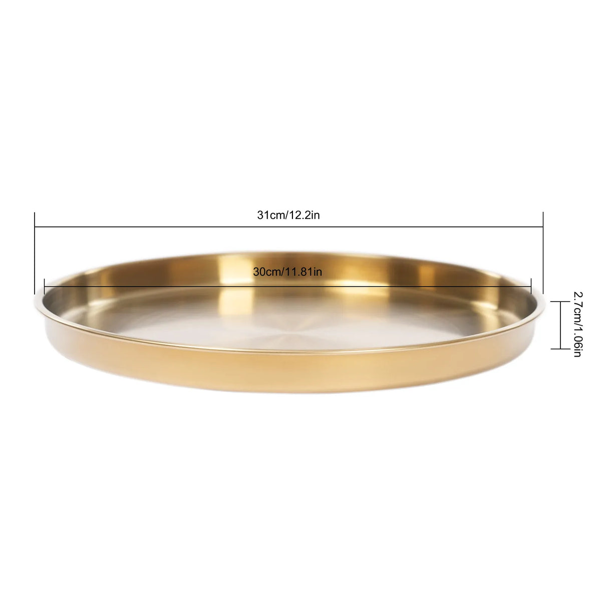 Modern Gold Stainless Steel Round Serving Tray Set for Tabletop Decor