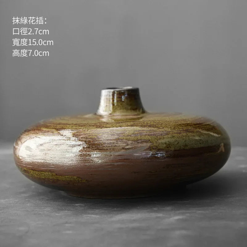 Japanese Style Terracotta Flower Vase Tabletop Ornament for Home Decor