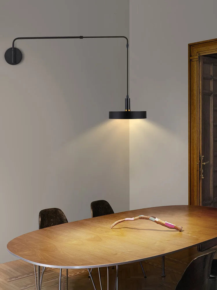 Industrial Long Pole Swing Arm Black Wall Light LED Adjustable Rotary Hanging Bedside Light Dining Table Home Living Room Decor