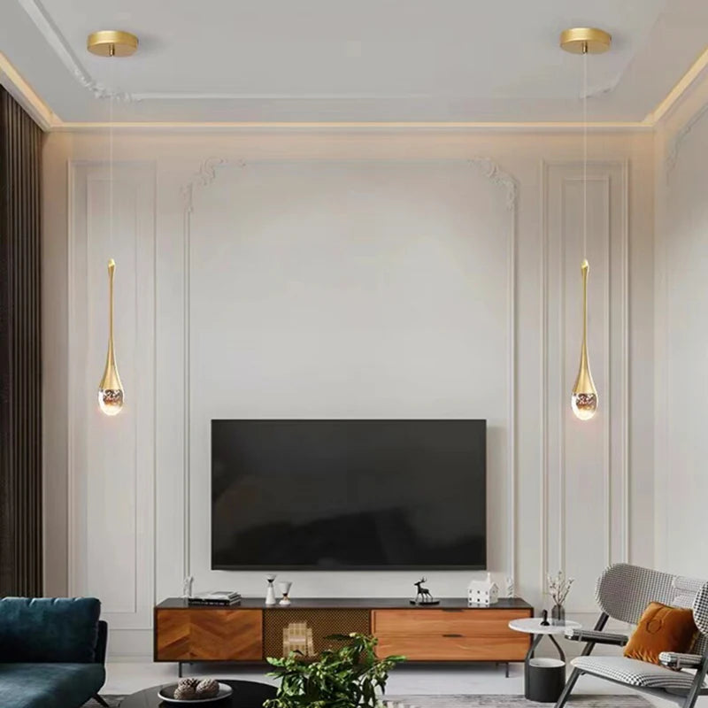 Modern LED Crystal Adjustable Pendant Light for Living Room Bedroom