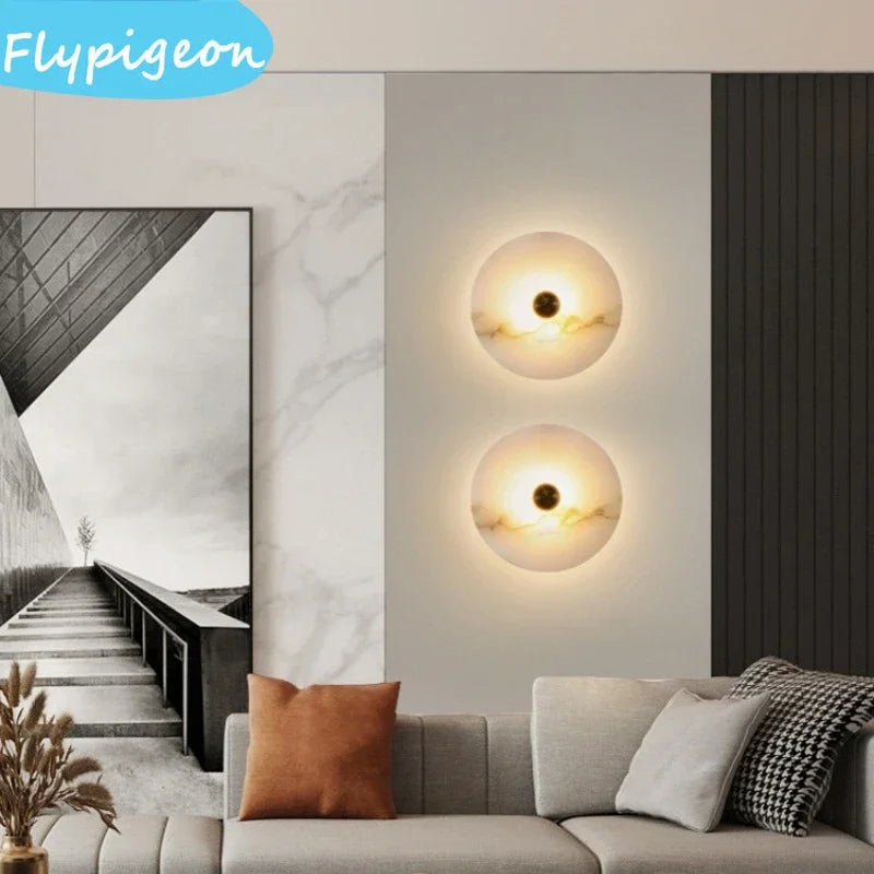 Modern Natural Marble LED Wall Lamp Living Room Bedroom